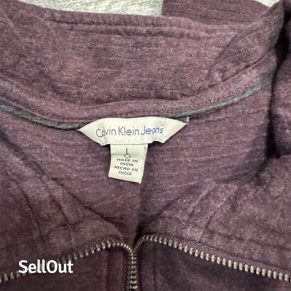 Calvin Klein Men's Purple Quarter Zip Long Sleeve Sweater Size Standard L - Picture 5 of 10